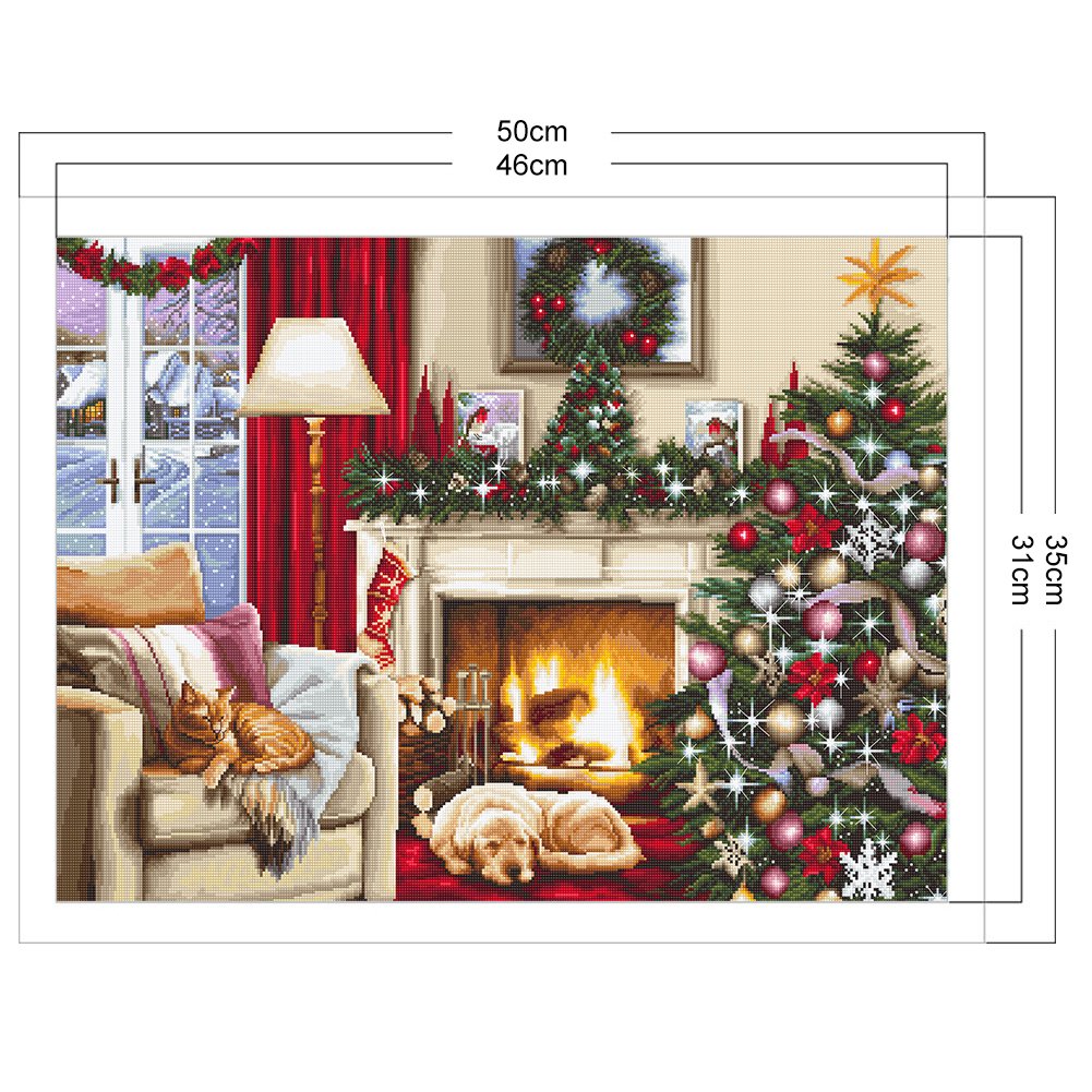 11ct Estampado Ponto Cruz - Casa de Natal (50*35cm)