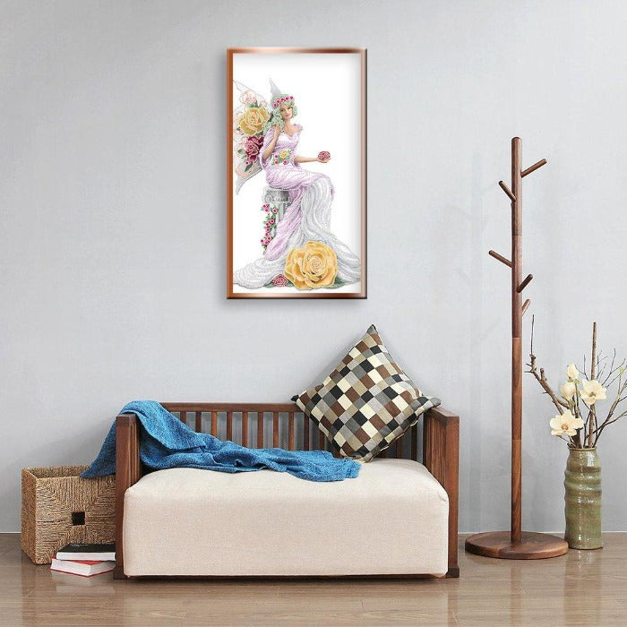 DIY 5D Crystal Rhinestone Diamond Painting Kit Pink Dress Angel (30*50cm)