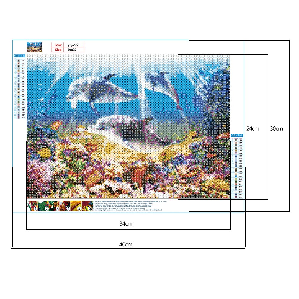 5D DIY Diamond Painting Kit - Full Round - Swimming Dolphin