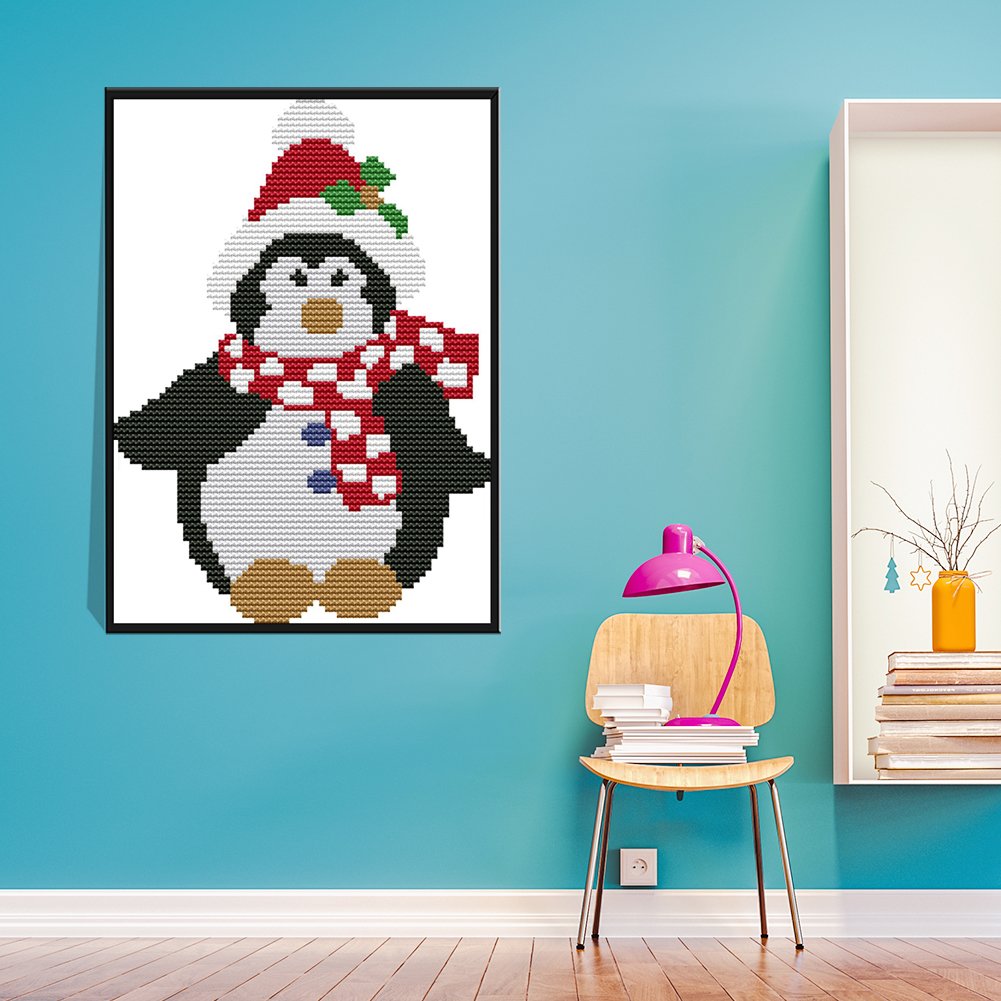 14ct Estampado Ponto Cruz - Pinguim (21*17cm)
