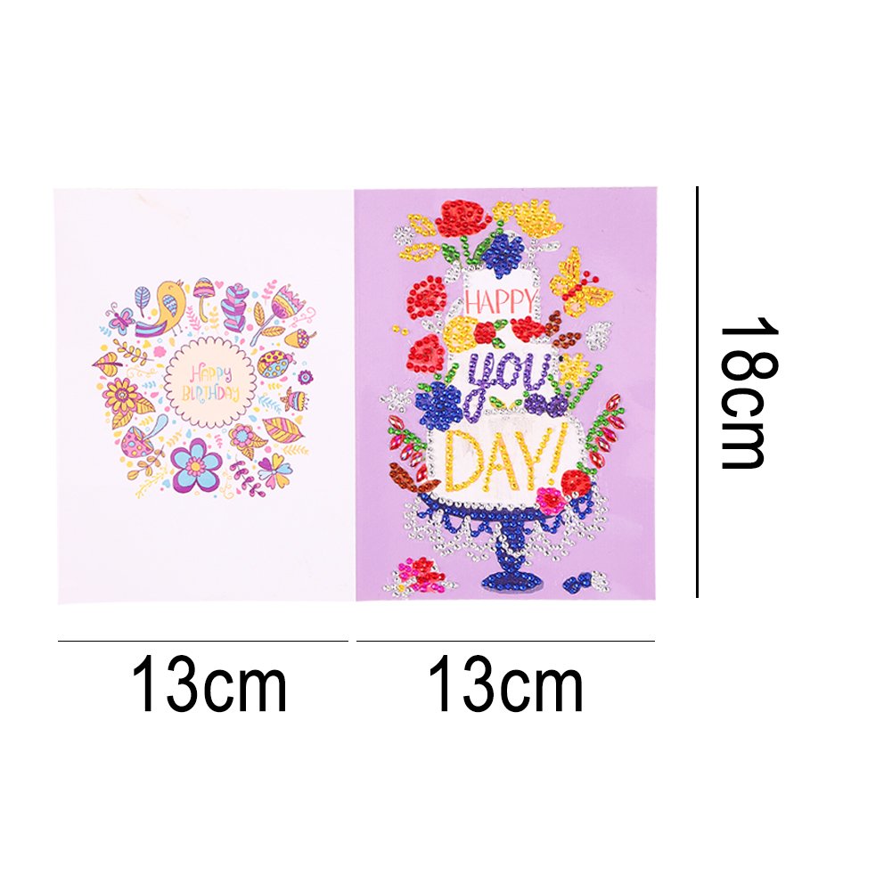 DIY 5D Diamond Painting Happy Birthday Postcard-Cake