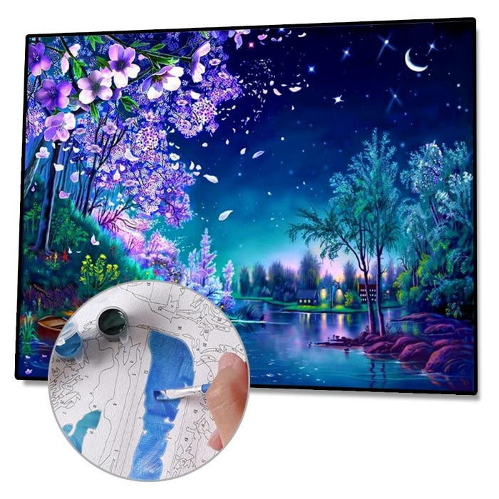 Night Scene Hand Painted Canvas Oil Art Picture Craft Home Wall