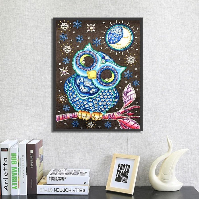 Mid Night DIY 5D Crystal Rhinestone Diamond Painting Kit Owl
