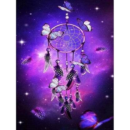 Purple Butterflies Dream Catcher Diamond Painting