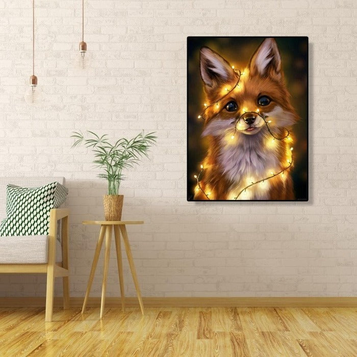 DIY Light Fox Hand Painted Canvas Oil Art Picture Craft Home Wall
