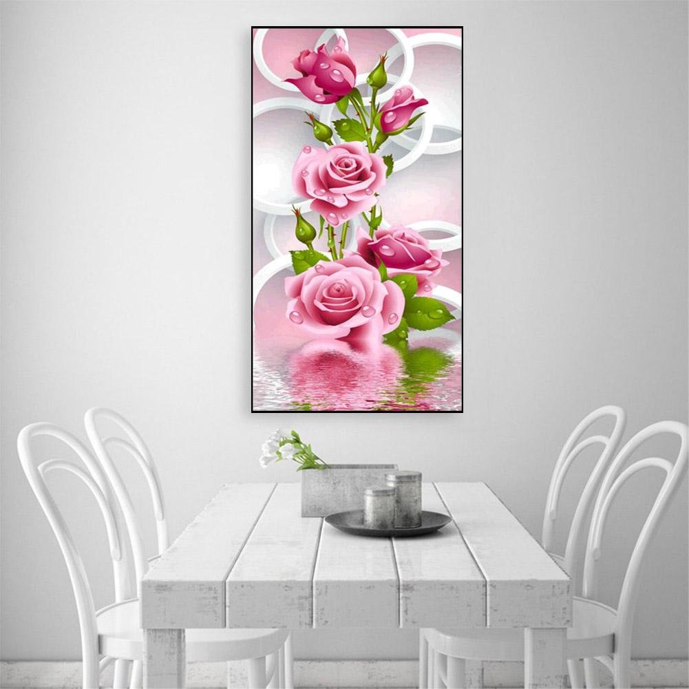 Pintura Diamante - Redondo Completo - Rosa Rosa (30*50cm)
