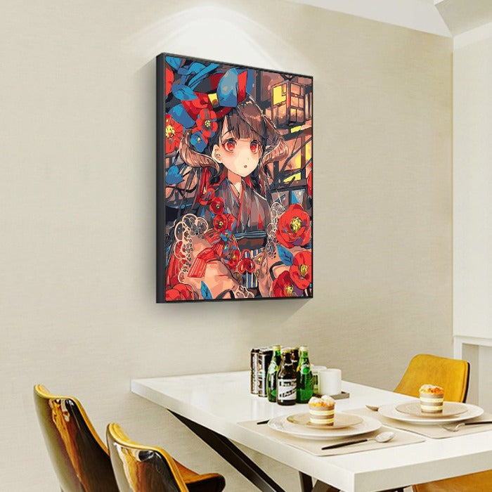 Kimono Girl Oil Paint By Numbers DIY Canvas Picture Living Room Decoration