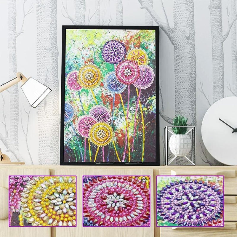 Dandelion Crystal Rhinestone 5D Diamond Painting (Part Drill) Approx.40*30cm
