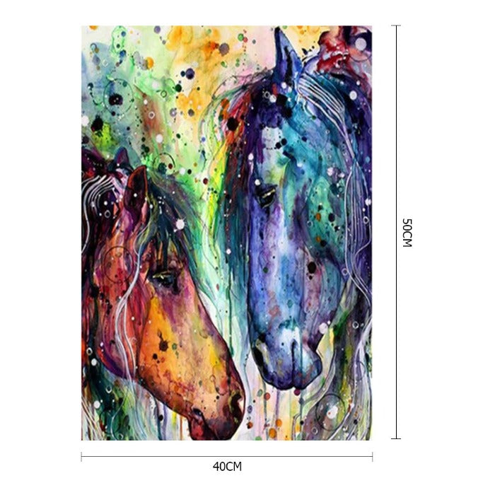 Color Horses Hand Painted Canvas Picture Craft Kit Gift Home Living Room Decoration