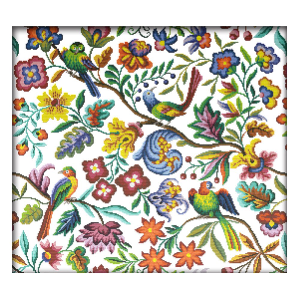 14ct Stamped Cross Stitch Flower Birds (59*55cm)
