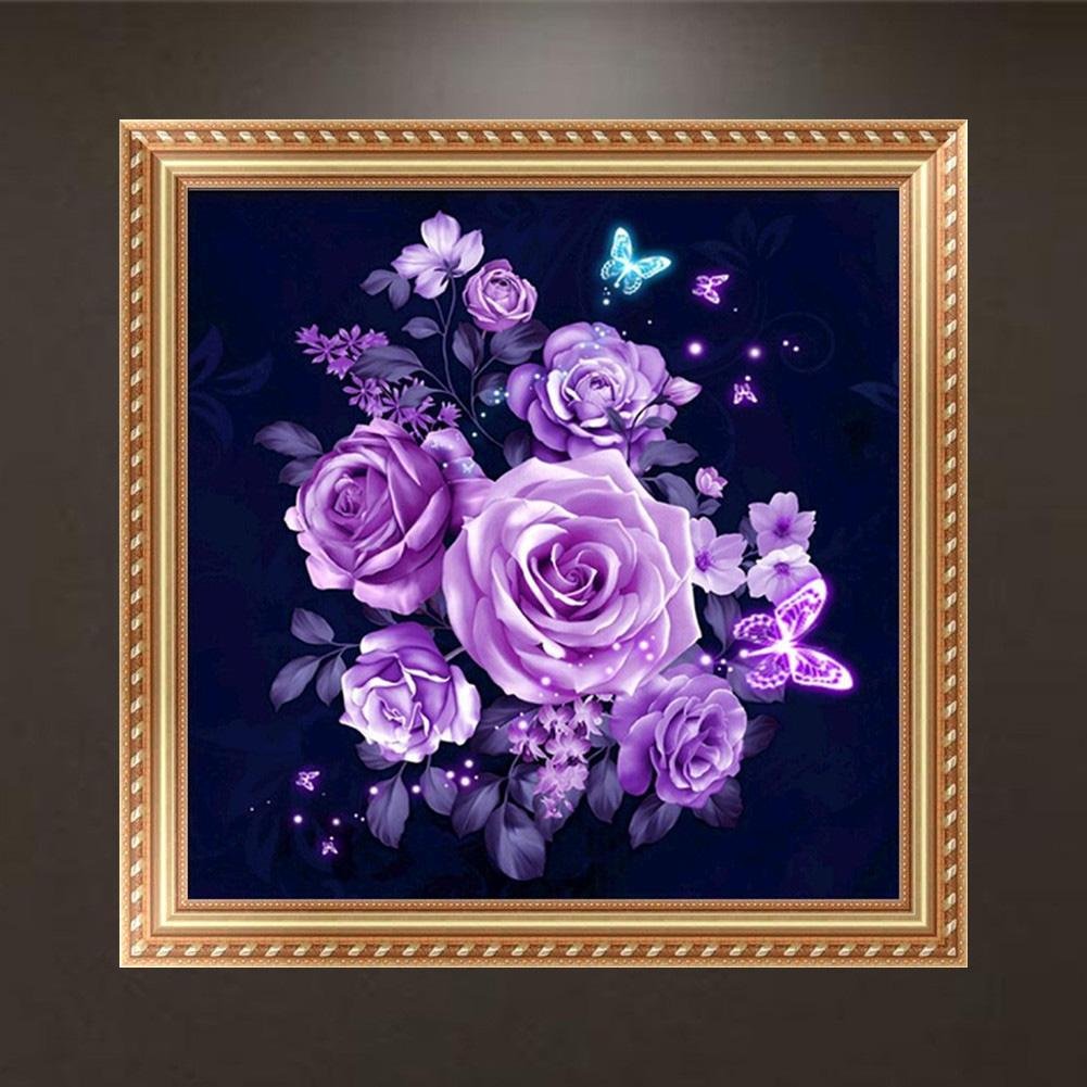 Pintura Diamante - Redondo Parcial - Rosa Roxa 4