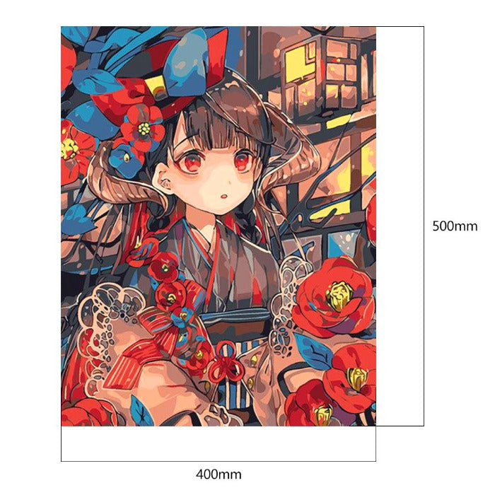Kimono Girl Oil Paint By Numbers DIY Canvas Picture Living Room Decoration