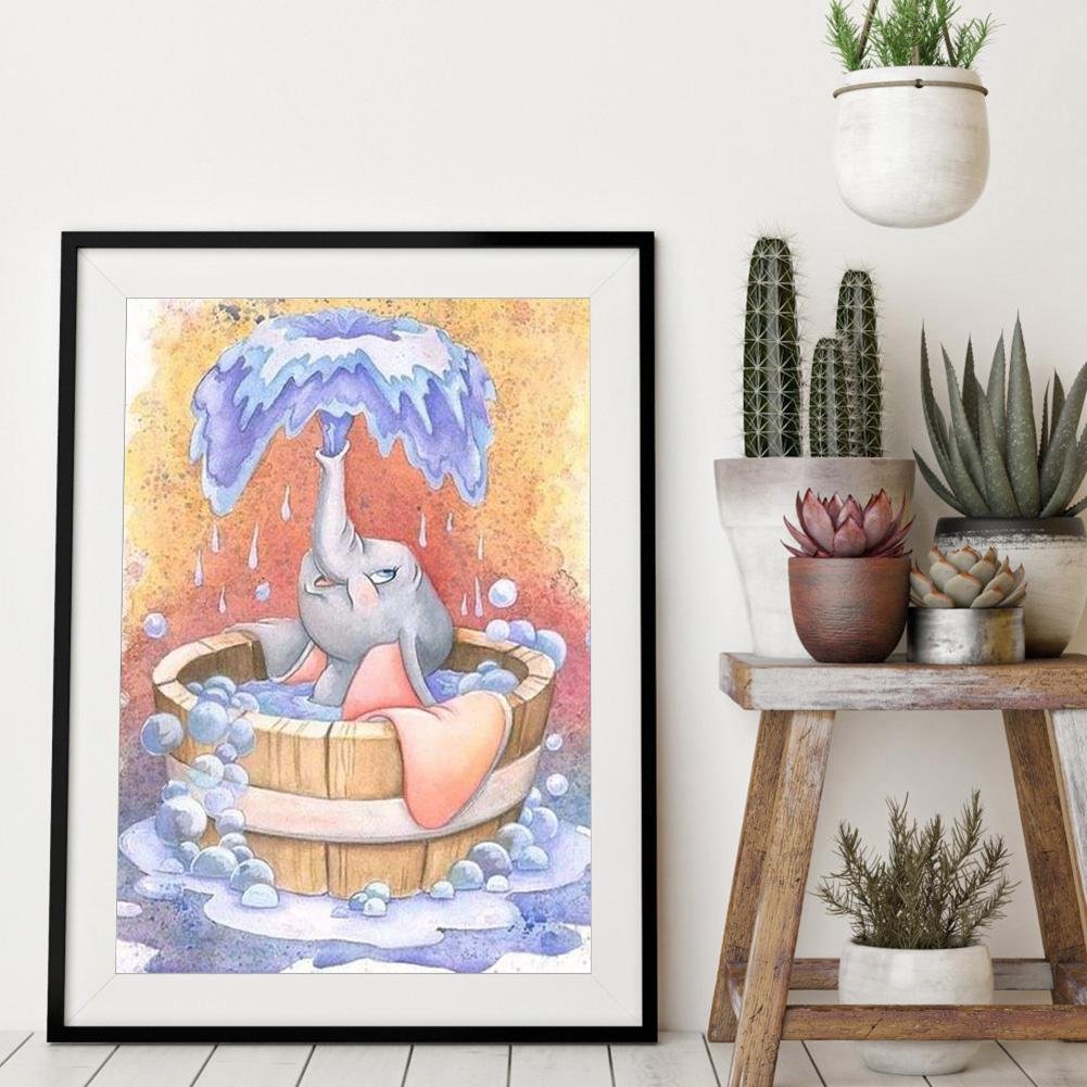 Diamond Painting - Full Round - Bathing Elephant B
