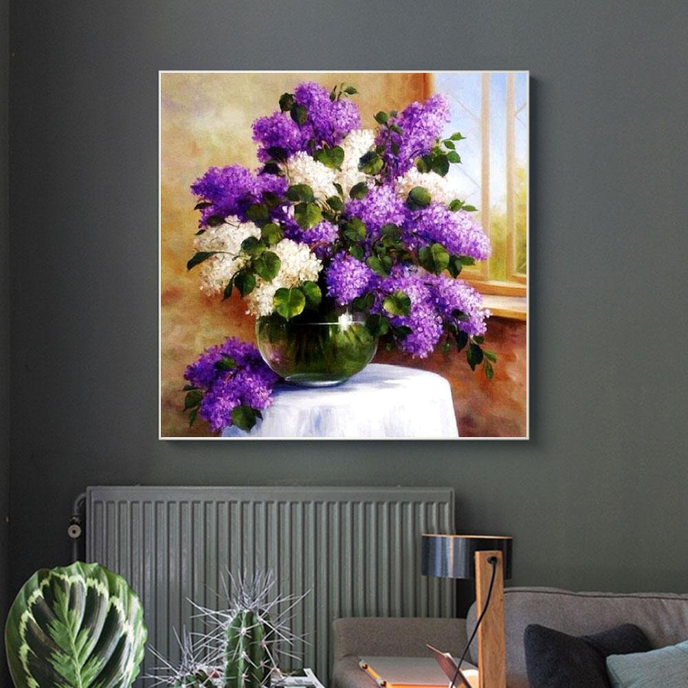 Diamond Painting - Partial Round - Purple Flower