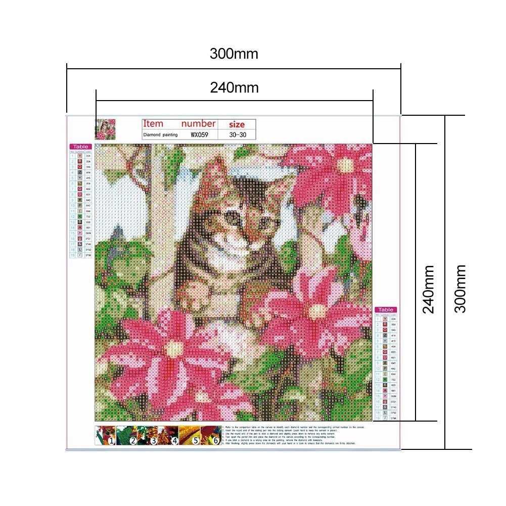 Diamond Painting - Full Round - Cat Flower