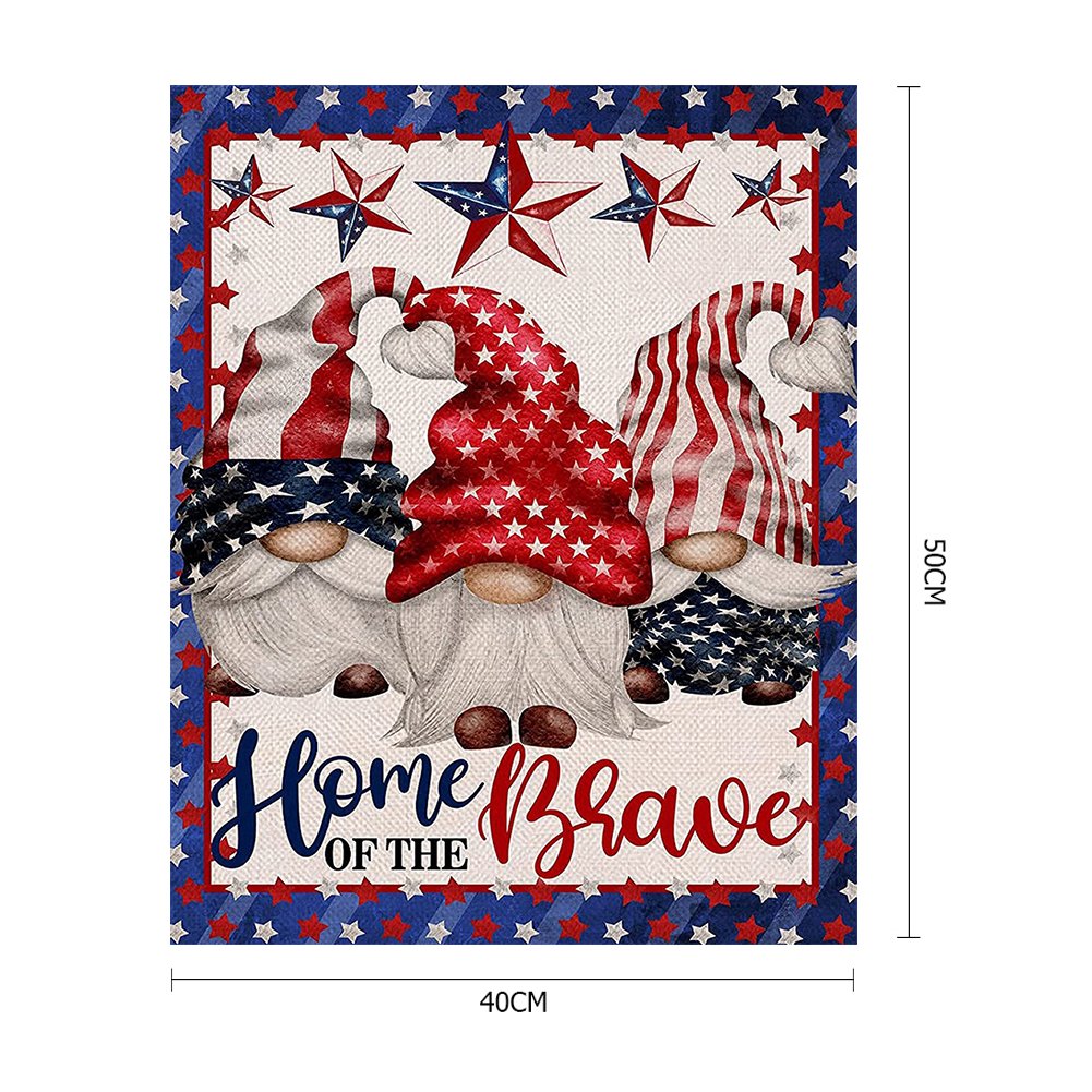 Ponto cruz estampado 11ct - Gnomo do Dia da Independência (40*50cm)