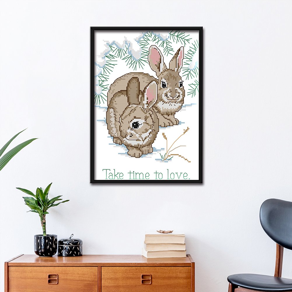 14ct Estampado Ponto Cruz - Coelhos (30*21cm)
