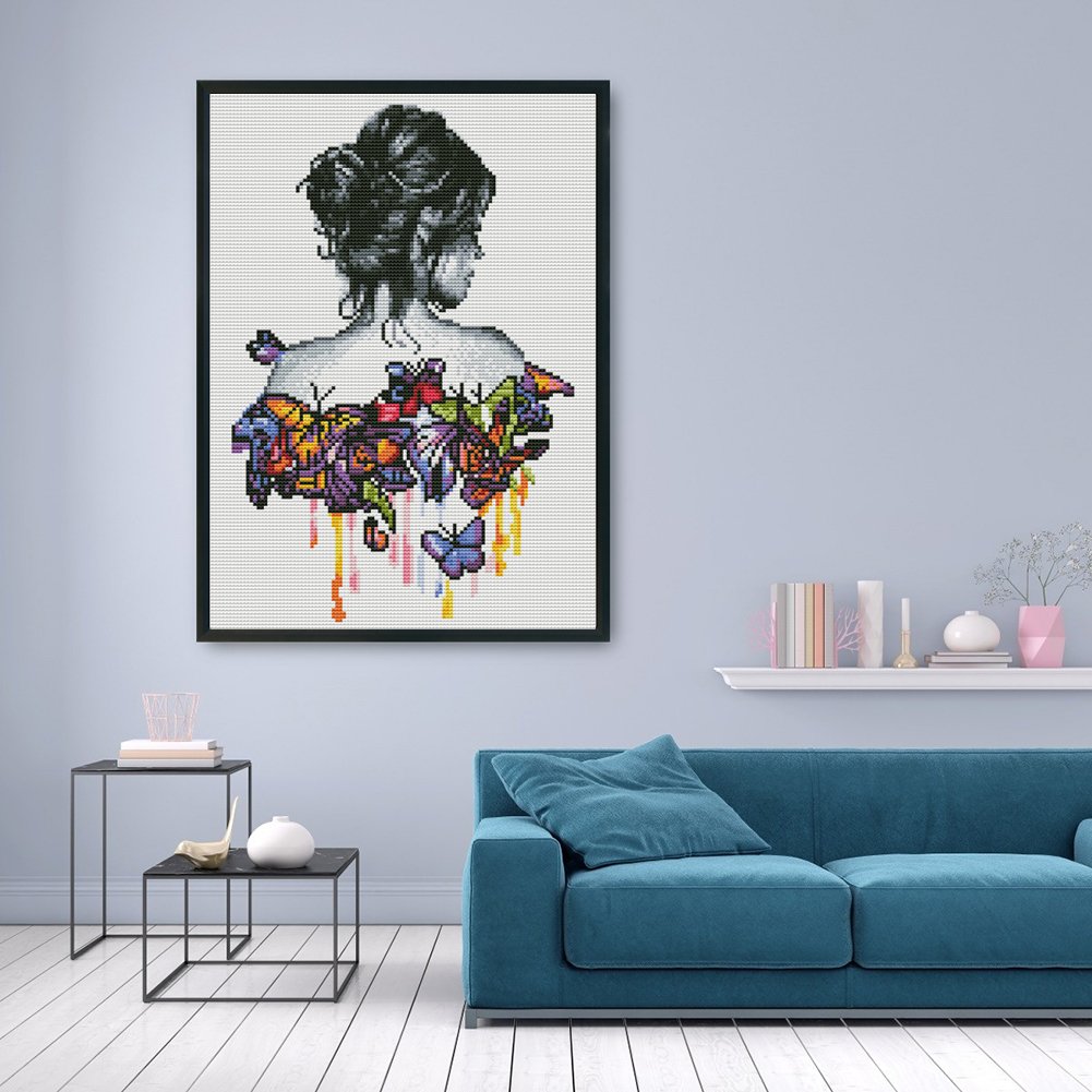 11ct Stamped Cross Stitch - Butterfly Girl (30*40cm)