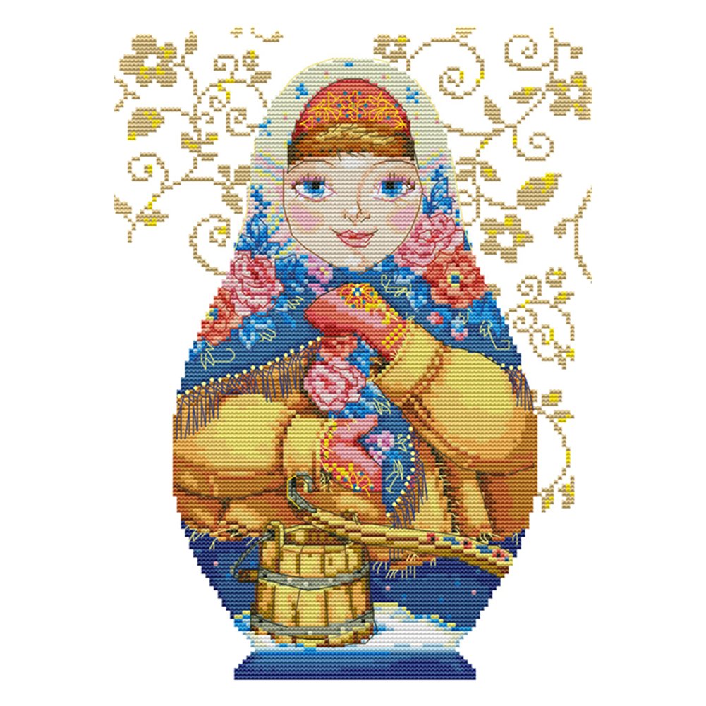 14ct Stamped Cross Stitch Russian Doll (29*37cm)
