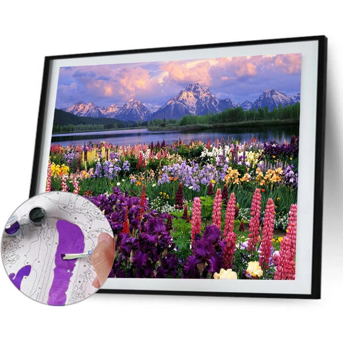 Flower Cluster Plant Oil Painting By Numbers DIY Canvas Coloring Picture