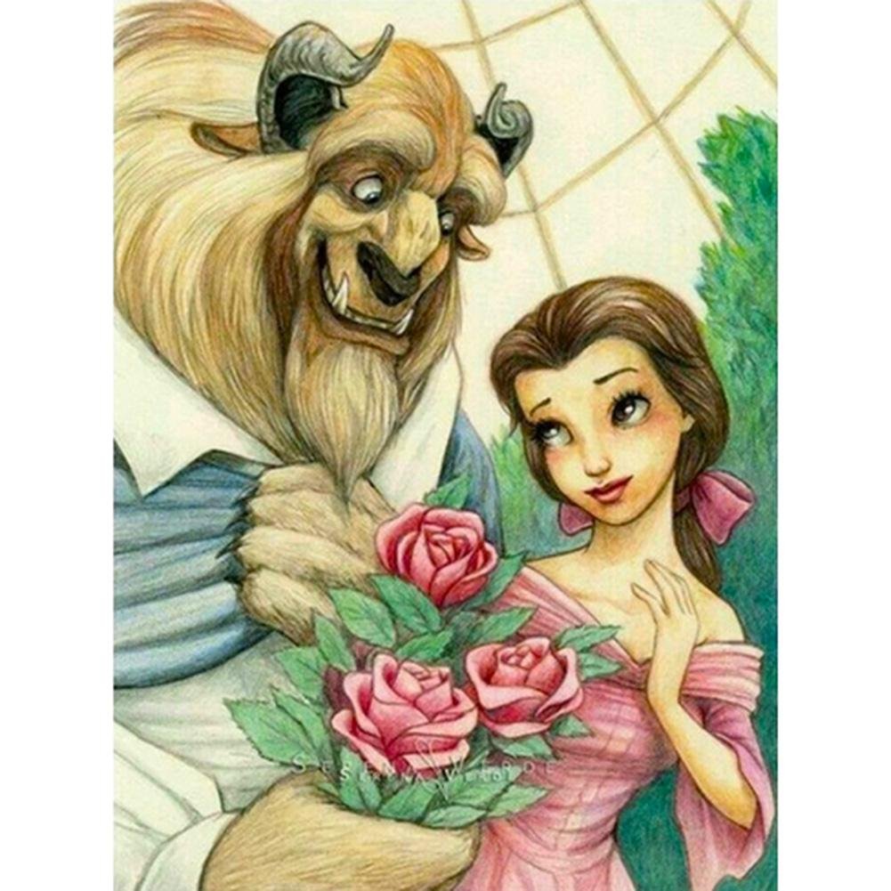 5D Diy Diamond Painting Kit Full Round Beads Beauty & Beast