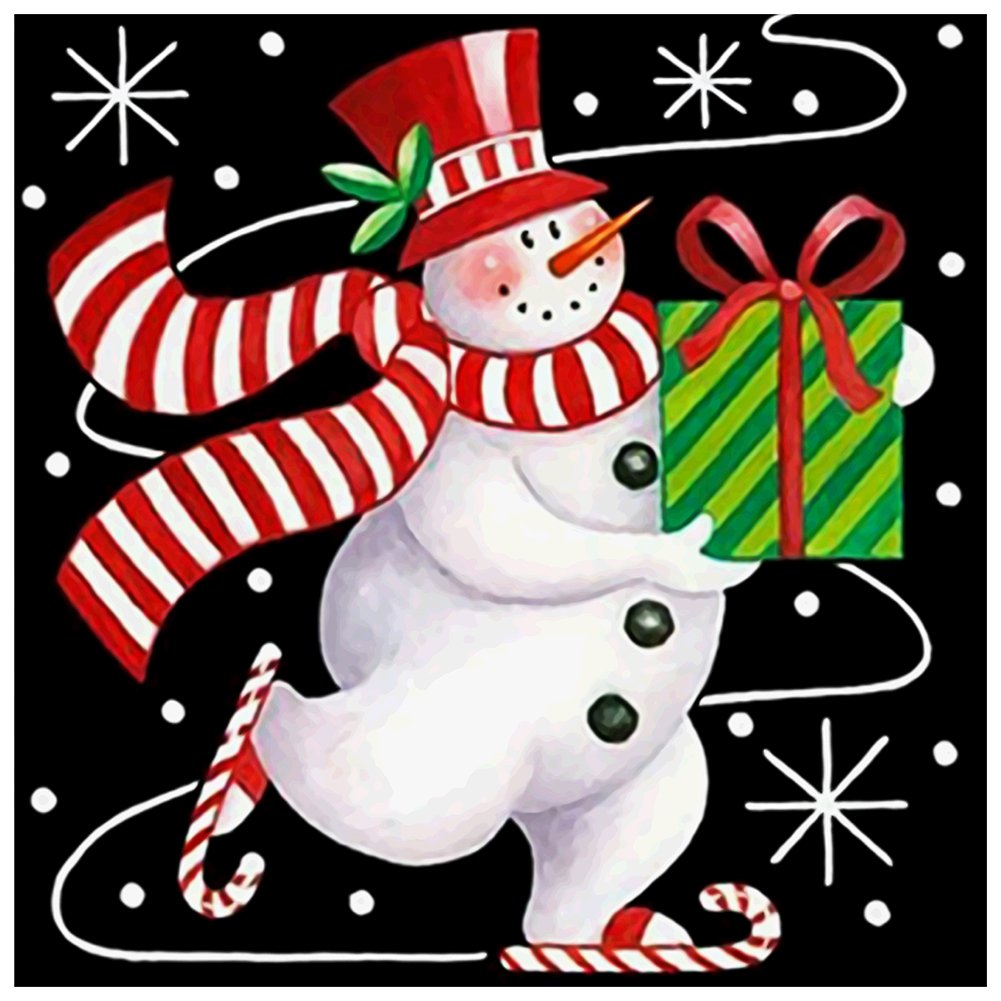 5D Diy Diamond Painting Kit Full Round Beads Skating Snowman