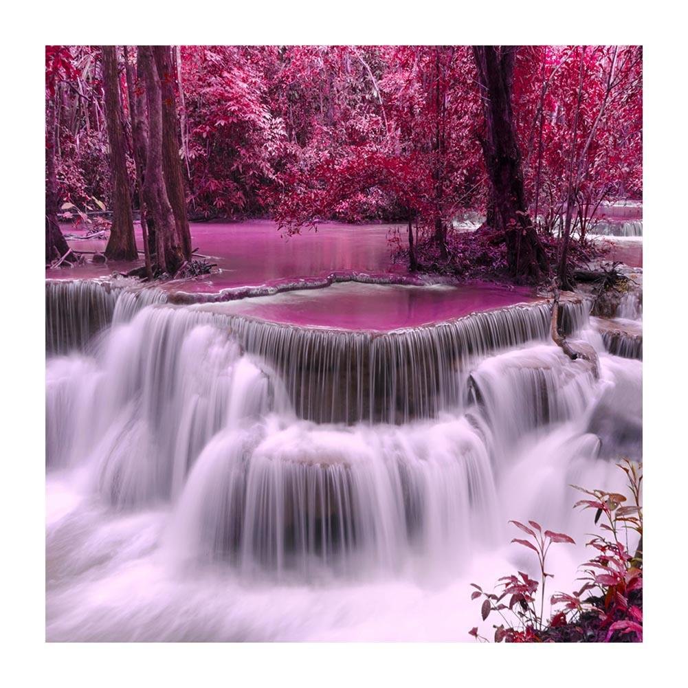 5D Diy Diamond Painting Kit Full Round Beads Purple Forest Waterfall