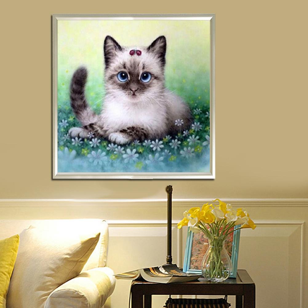 Diamond Painting - Partial Round - Grey Cat