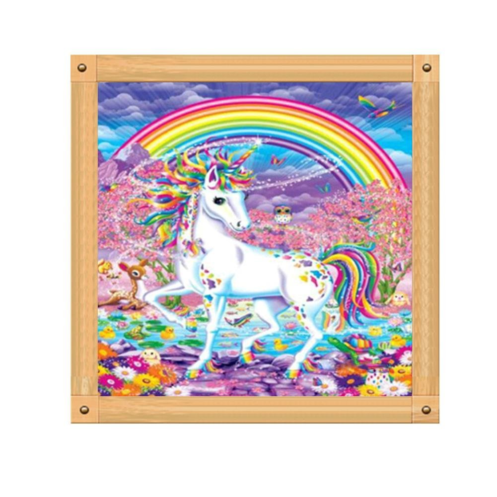 Diamond Painting - Full Round - Rainbow White Unicorn