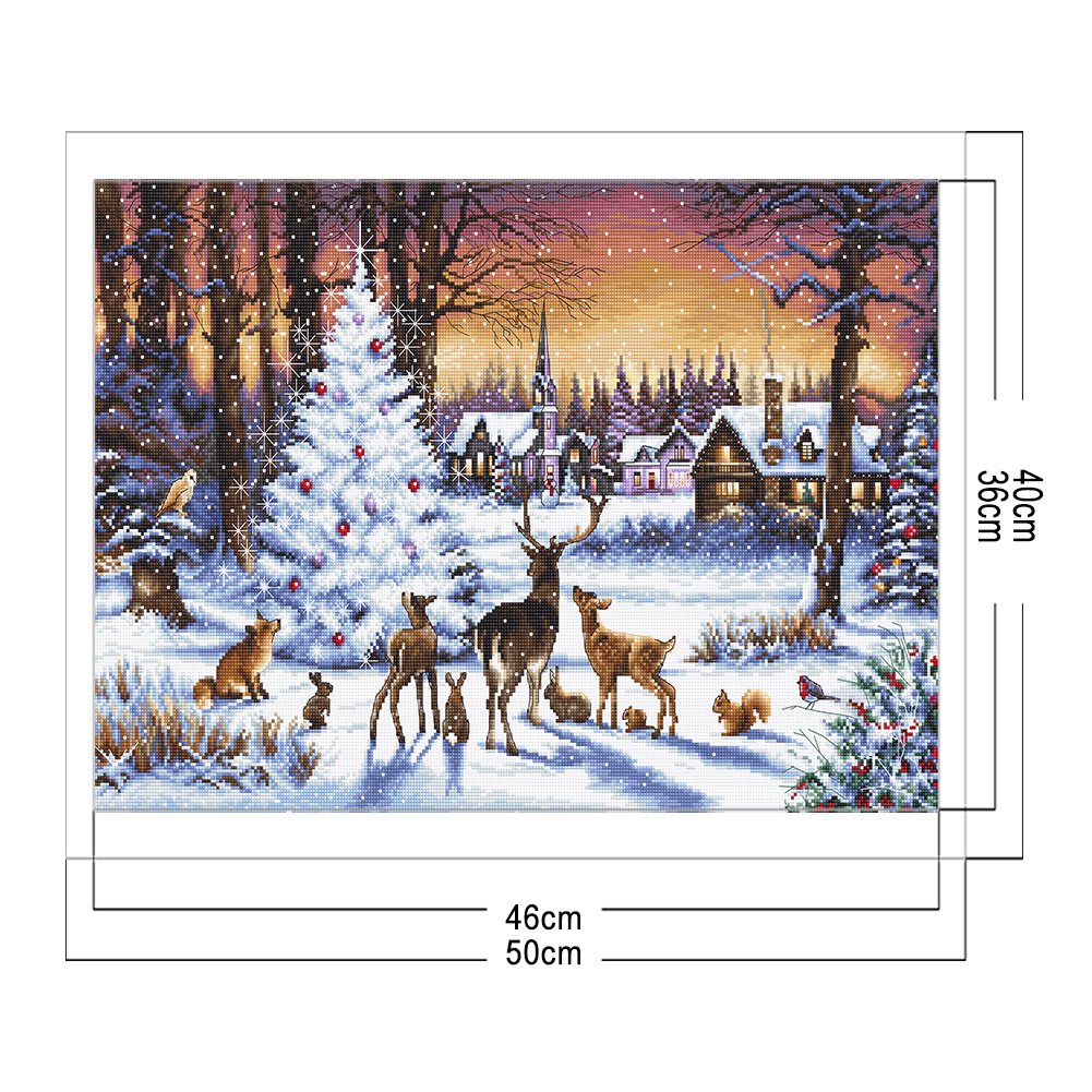 11ct Stamped Cross Stitch Animals in Winter (50*40cm)