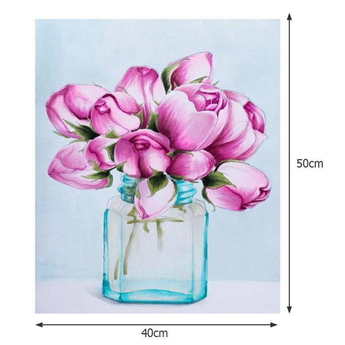 Flower in Vase Hand painted Oil Coloring Wall Decor