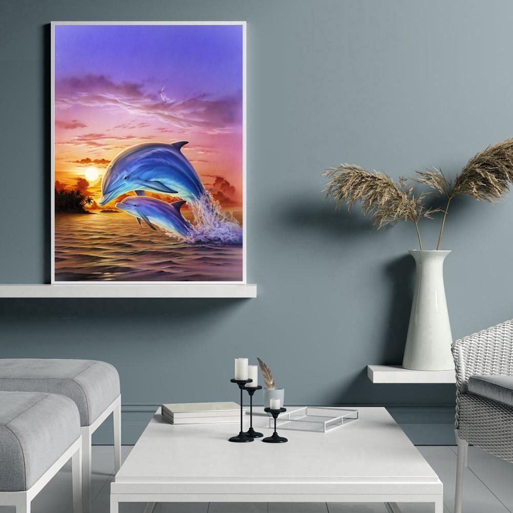 5D DIY Diamond Painting Kit - Full Round - Dolphin E