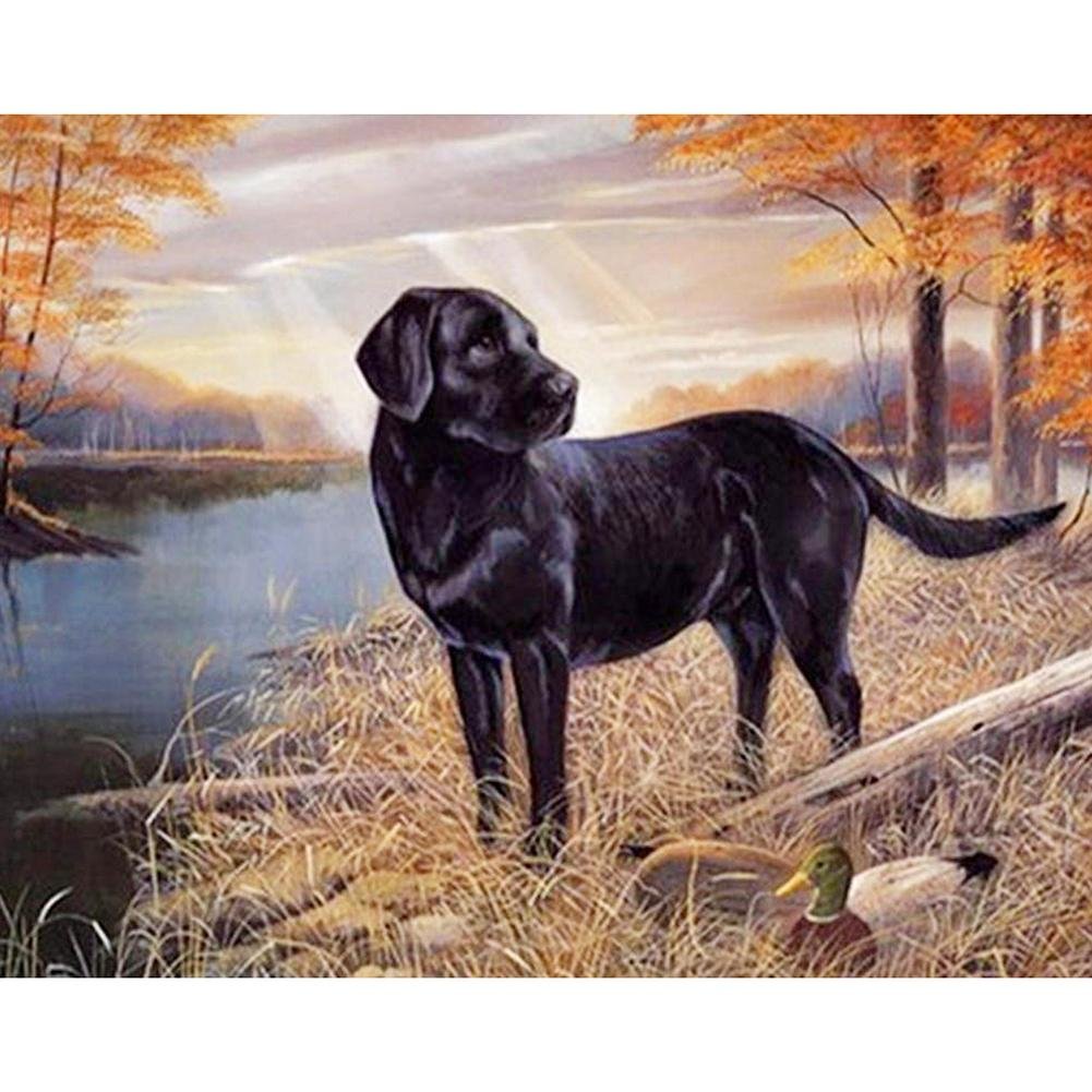 Diamond Painting - Full Round - Black Dog