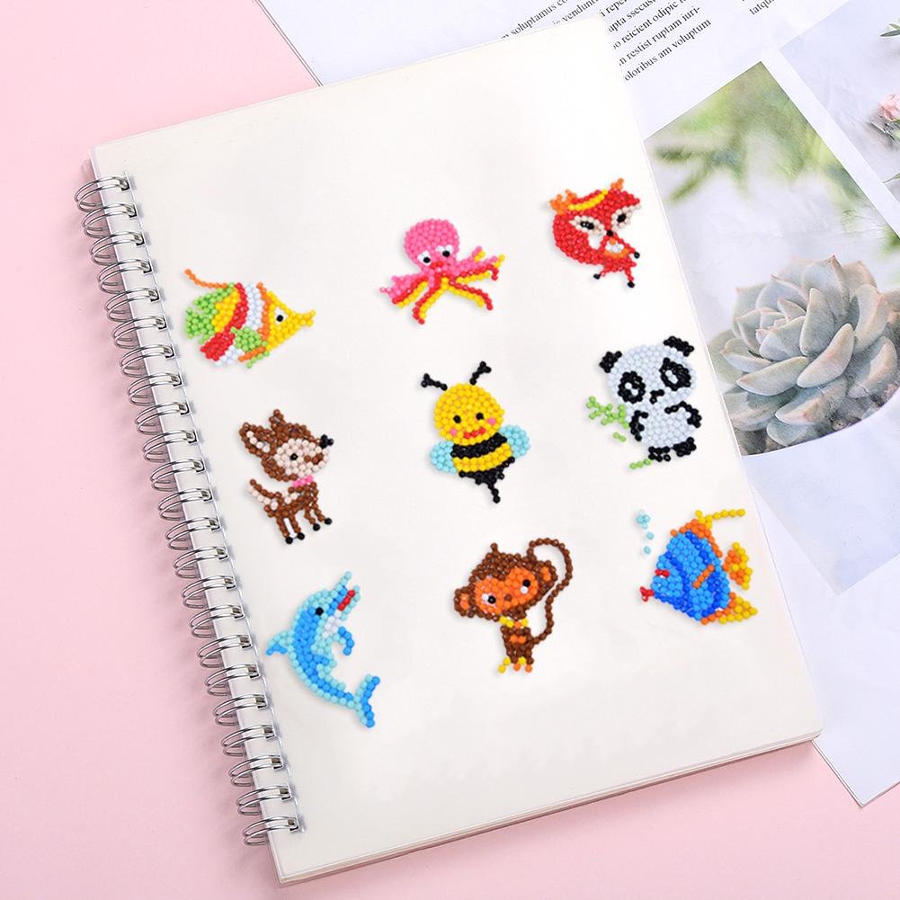 DIY Full Drill Round Cute Animals Diamond Painting Puzzle Stickers