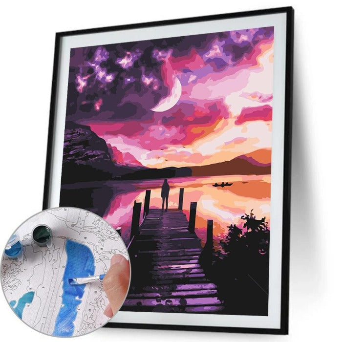 Paint By Number Craft Home Wall Decor Oil Painting Bridge Coast