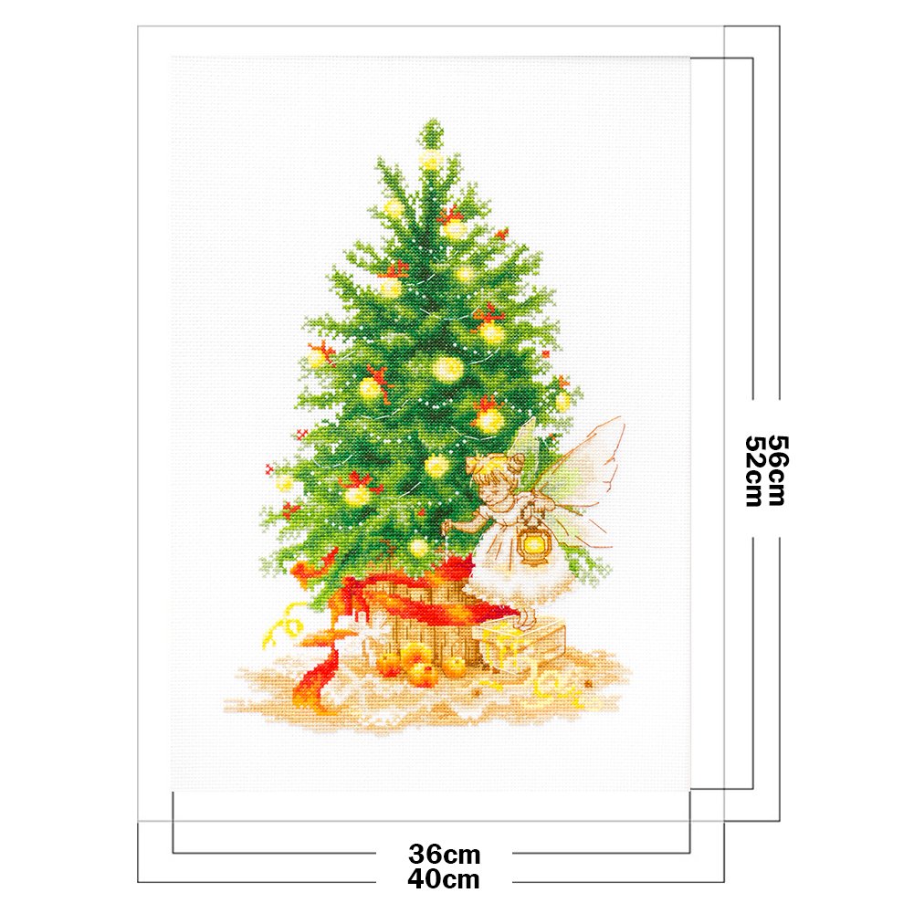Ponto Cruz Estampado 11ct - Árvore de Natal (40*56cm) B