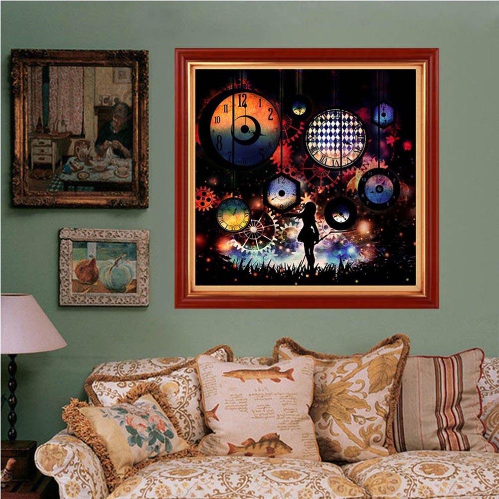 Diamond Painting - Full Round - Girl Clock