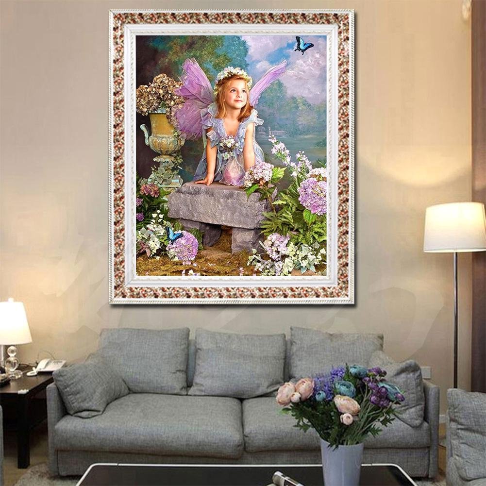 Diamond Painting - Partial Round - Angle Girl In Flowers