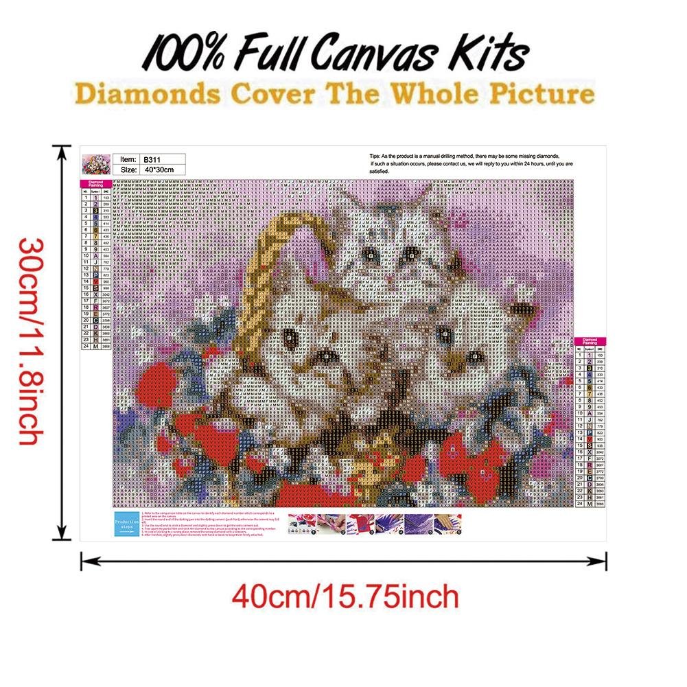 5D DIY Diamond Painting Kit - Full Round - Cats/Kittens In The Basket