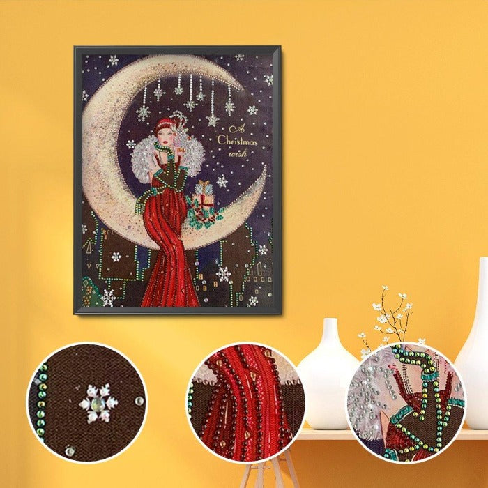 diamond painting kits for beginners Crystal Rhinestone Lady Sit In Moon