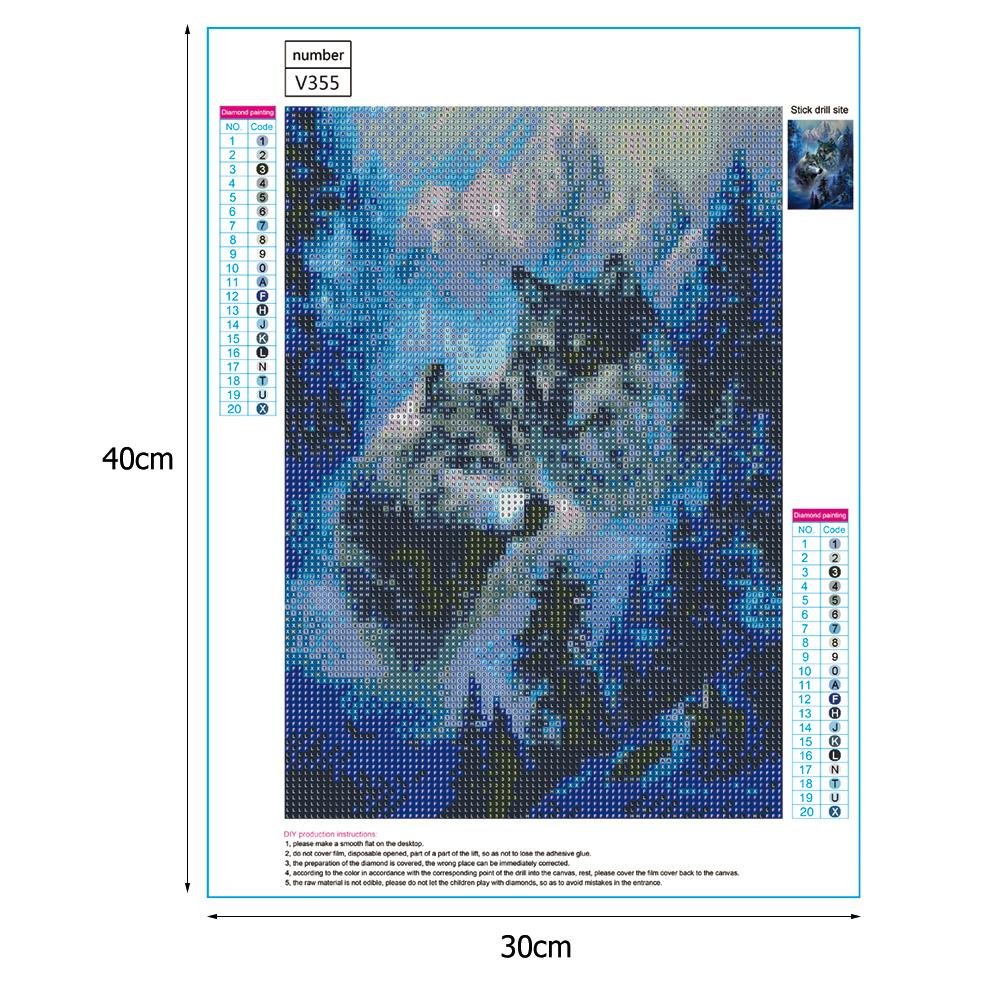 Pintura Diamante - Rodada Completa - Lobo da Floresta