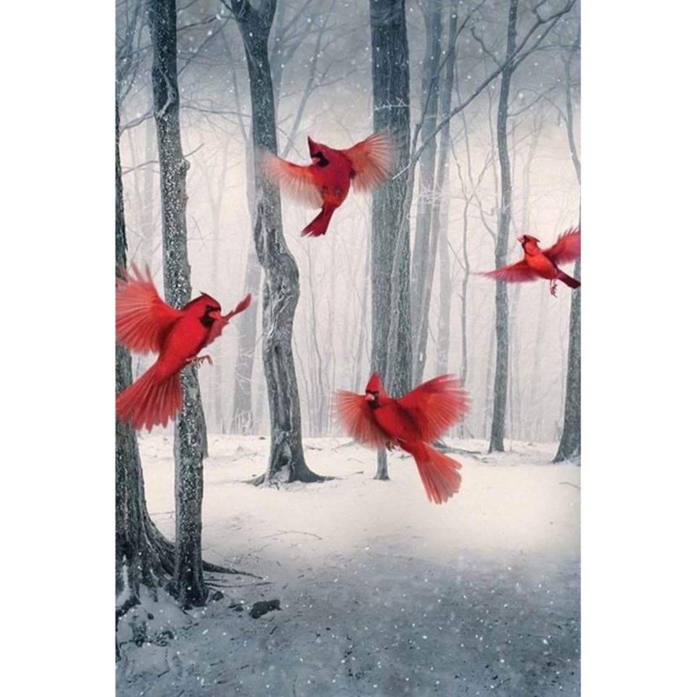 5D Diy Diamond Painting Kit Full Round Beads Red Birds