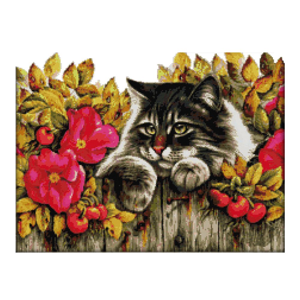 14ct Stamped Cross Stitch Cat (49*39cm)