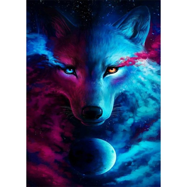 5D Diamond Painting Art Fire & Ice Wolf