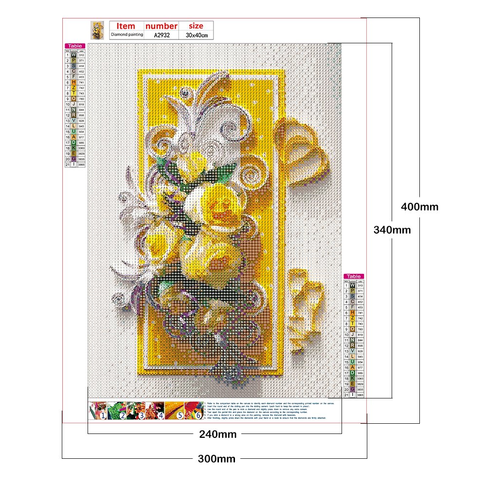 Pintura Diamante - Redondo Completo -Flor B