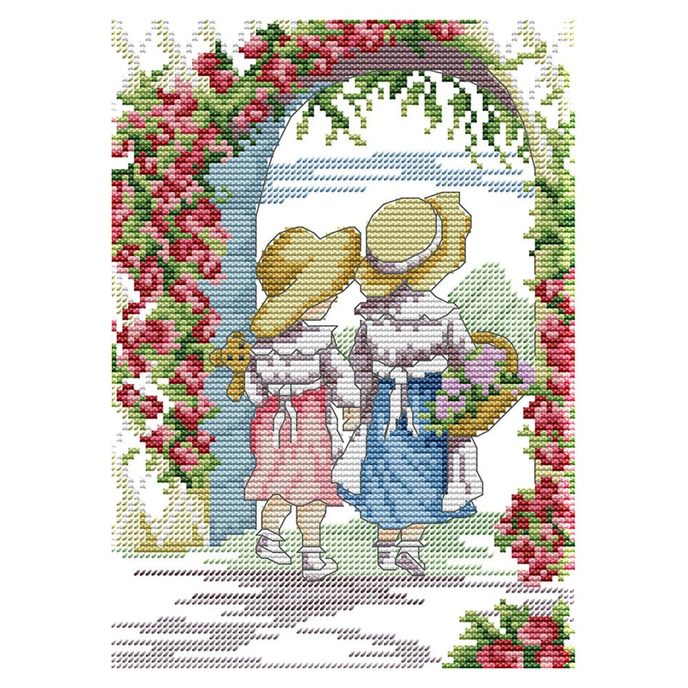 14ct Stamped Cross Stitch Rose Door(19*28cm)