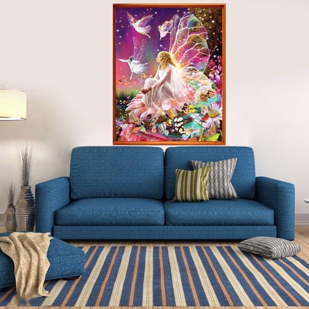 Pintura Diamante - Rodada Parcial - Menina Fada Borboleta