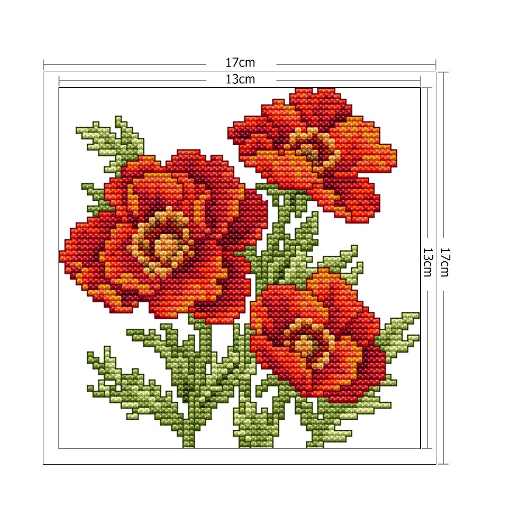 14ct Stamped Cross Stitch - Red Flower(17*17cm)