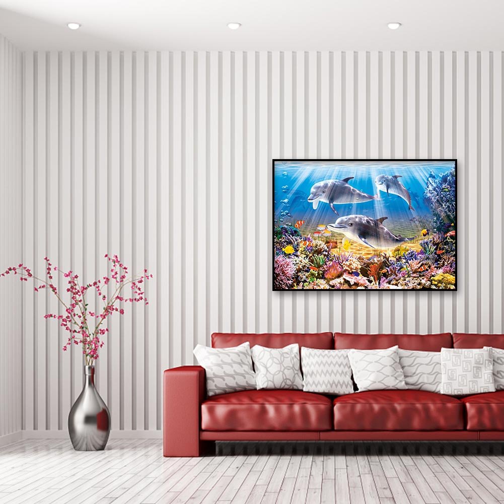 5D DIY Diamond Painting Kit - Full Round - Swimming Dolphin