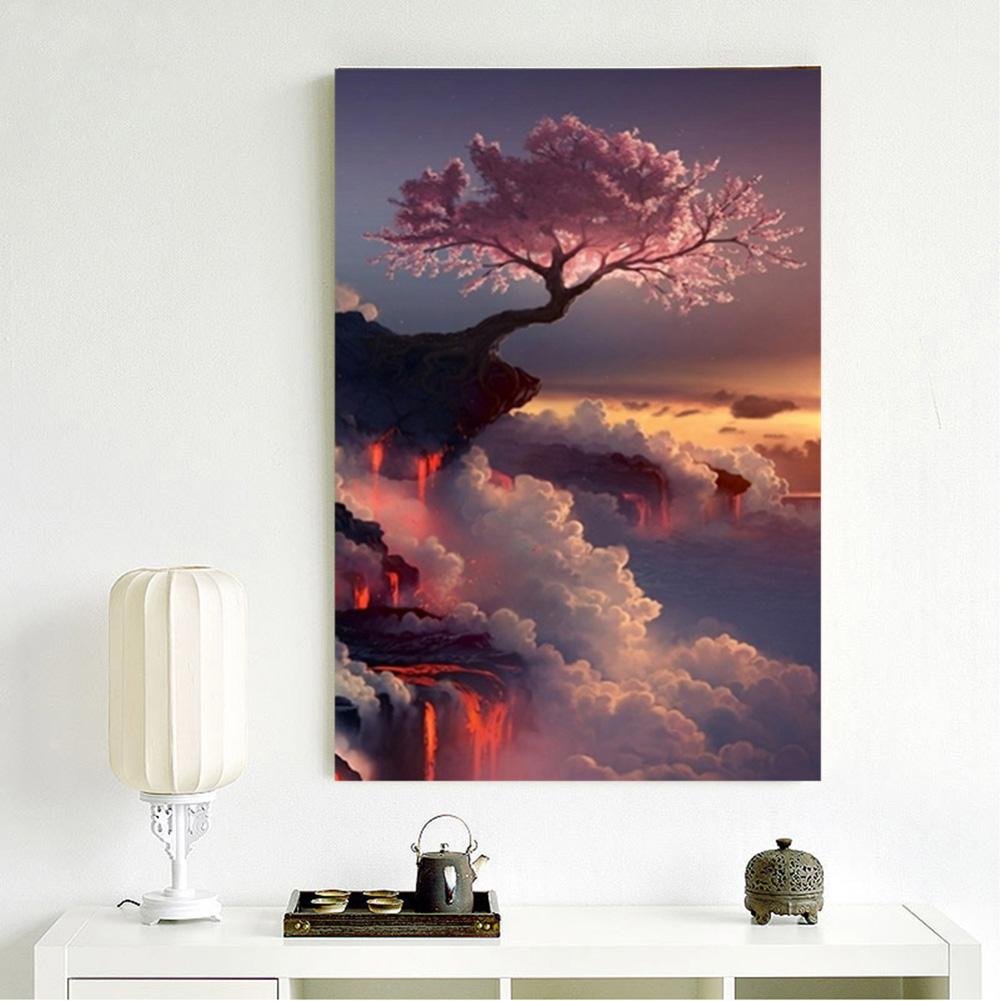 5D DIY Diamond Painting Kit - Partial Round - Cliff Tree